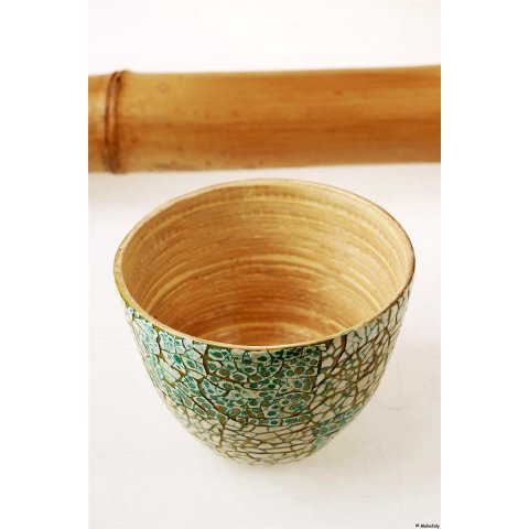 Vietnam Bambus Schale Tung mit Eierschalen belegt D: 14 cm = Code E