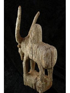 MF285 AloAlo Kopfskulptur, Fragment von Grabstele der Mahafaly heiliges Zebu 27 cm 1950