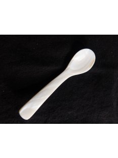 1x Perlmutt L&ouml;ffel Ilias hell irisierend 9 cm handmade fairtrade BIO Natur = Code Z