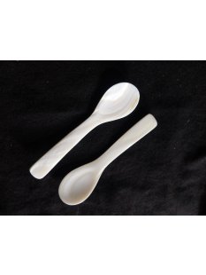 1x Perlmutt L&ouml;ffel Ilias hell irisierend 9 cm handmade fairtrade BIO Natur = Code Z