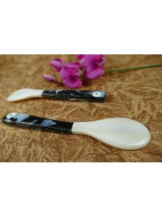 1x Perlmutt Eierl&ouml;ffel Kompottl&ouml;ffel Jassonas 12 cm Griff dunkel Perlmutt+Epoxid