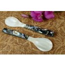 1x Perlmutt Eierl&ouml;ffel Kompottl&ouml;ffel Jassonas 12 cm Griff dunkel Perlmutt+Epoxid