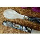 1x Perlmutt Eierl&ouml;ffel Kompottl&ouml;ffel Jassonas 12 cm Griff dunkel Perlmutt+Epoxid