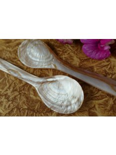 1x Perlmutt Eierl&ouml;ffel Kreatos braun irisierend 13 cm