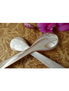 1x Perlmutt Eierl&ouml;ffel Kreatos braun irisierend 13 cm