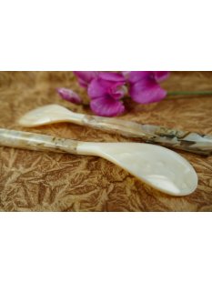 1x Perlmutt Eierl&ouml;ffel Kompottl&ouml;ffel Amphion 12 cm Griff rund hell Perlmutt+Epoxid