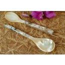 1x Perlmutt Eierl&ouml;ffel Kompottl&ouml;ffel Amphion 12 cm Griff rund hell Perlmutt+Epoxid