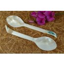 1x Perlmutt Essl&ouml;ffel Philipos 15 cm gro&szlig;e Laffe Perlmutt wei&szlig; + Tritonschnecke