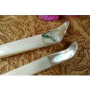 1x Perlmutt Essl&ouml;ffel Philipos 15 cm gro&szlig;e Laffe Perlmutt wei&szlig; + Tritonschnecke