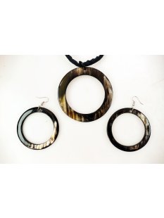 Horn Anh&auml;nger und Ohrh&auml;nger Hogonpo hell/dunkel Set = Code E
