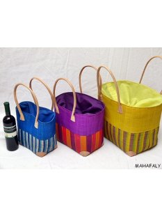 Raffia Bast Raphia Korb Harlekin vertikal geteilt,...