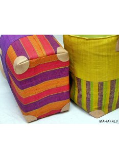 Raffia Bast Raphia Korb Harlekin vertikal geteilt, Farbmix 25 / 30 / 40 cm