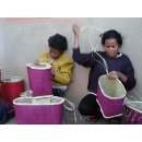 Raffia Bast Raphia Korb Harlekin vertikal geteilt, Farbmix 25 / 30 / 40 cm