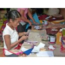 Raffia Bast Raphia Korb Harlekin horizontal Farbmix 25 cm = Code gr&uuml;n