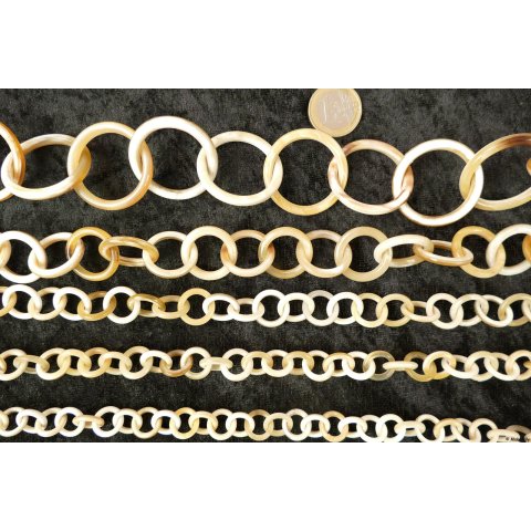 Horn Gliederkette Strang L&auml;nge 90 cm poliert hell rund D 12 - 35 mm = Code J