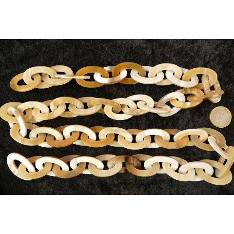 Horn Gliederkette dick oval Strang D8 L&auml;nge 90 cm poliert = Code J hell