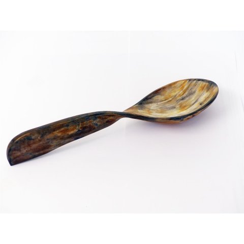 Horn Sch&ouml;pfl&ouml;ffel Reisl&ouml;ffel Afrika geschwungen antik matt poliert 28 cm = Code C