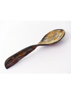 Horn Sch&ouml;pfl&ouml;ffel Reisl&ouml;ffel Afrika geschwungen antik matt poliert 28 cm = Code C