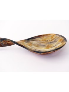 Horn Sch&ouml;pfl&ouml;ffel Reisl&ouml;ffel Afrika geschwungen antik matt poliert 28 cm = Code C