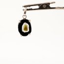TSA105 Wassermelonen Turmalin Scheibe als Anh&auml;nger gefasst in Silber 24 x 12 mm 10,6 ct.