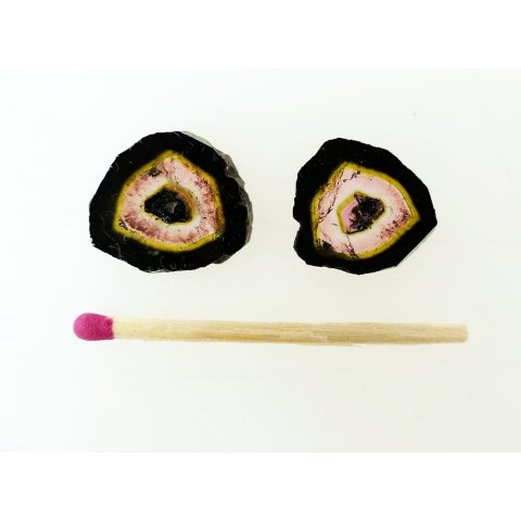 TSL140 Turmalin Rubellit Wassermelone Scheiben aus einem Kristall D: 12 mm 12 ct.