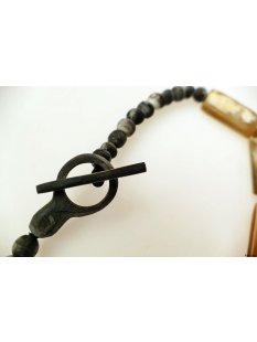 Hornkette Andros grau+gelb matt 65 cm = Code G