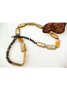 Hornkette Andros grau+gelb matt 65 cm = Code G