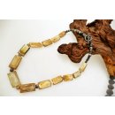 Hornkette Andros grau+gelb matt 65 cm = Code G