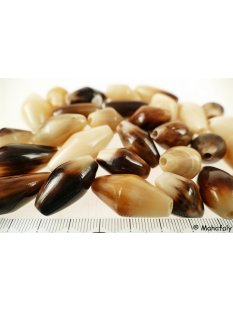 Hornperlen Naturfarben Caramel poliert 100 Gr. Form Rugby...