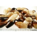 Hornperlen Naturfarben Caramel poliert 100 Gr. Form Rugby Ball 20 - 40 mm