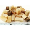 Hornperlen Naturfarben Caramel poliert 100 g. Form Blockstab Cuboid 30 x 10 mm