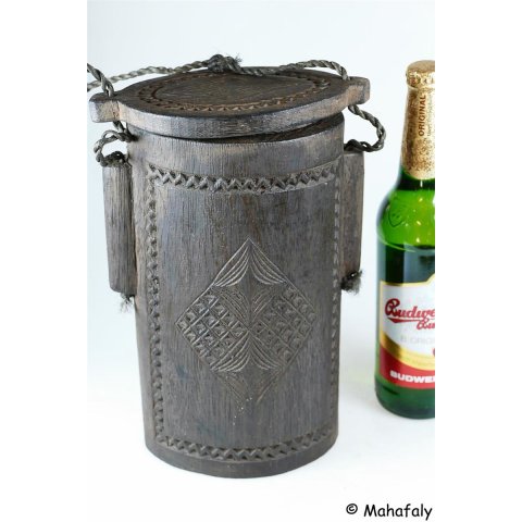 Zafimaniry Grafik Reisbeh&auml;lter, Honigfass, Vorratsr&ouml;hre 25 cm zeitgen&ouml;ssisch