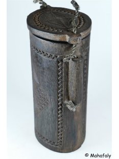 Zafimaniry Grafik Reisbeh&auml;lter, Honigfass, Vorratsr&ouml;hre 25 cm zeitgen&ouml;ssisch