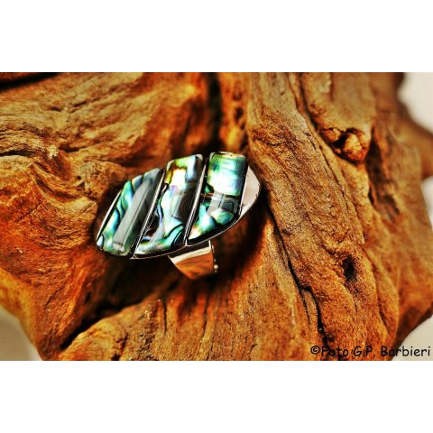 echte Abalone Perlmutt Ring Erestos3 Gr&ouml;&szlig;e variabel 30 x 15 mm = Code C