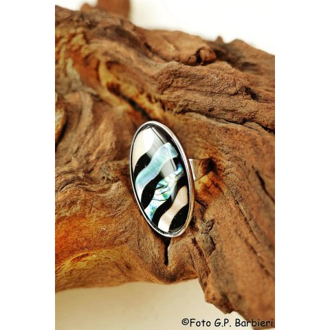 echte Abalone Perlmutt Ring Erestos4 Gr&ouml;&szlig;e variabel 30 x 15 mm = Code C