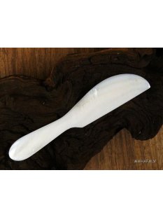 1x Perlmutt Buttermesser Ajax wei&szlig; irisierend 14 cm