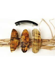 Horn Haarspange rund Naturoberfl&auml;che aussen mit...