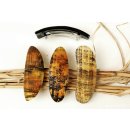 Horn Haarspange rund Naturoberfl&auml;che aussen mit Metallclip Made in France Patent 70 mm = Code D