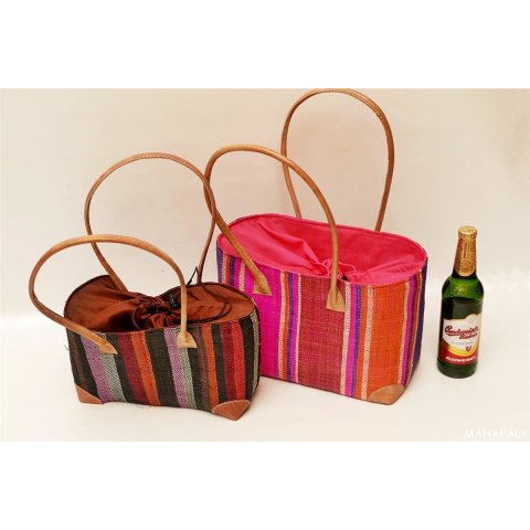 Raffia Bast Raphia Korb Harlekin vertikal 25 x 18 x 11 cm Code wei&szlig;