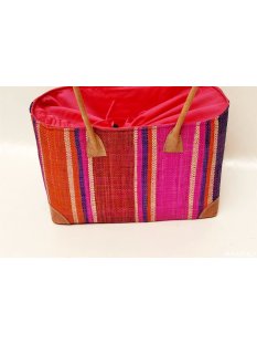 Raffia Bast Raphia Korb Harlekin vertikal 25 x 18 x 11 cm Code wei&szlig;