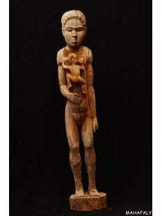 MF392 Skulptur der Sakalava nackte Frau mit Baby 122 cm...