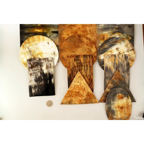 Hornplatten 150 mm 5 Formen  poliert / antik / matt