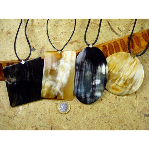 Horn Anh&auml;nger Agostina 4 / 6 / 8 / 10 cm in 5 Formen, versilberter Anh&auml;nger