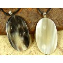 Horn Anh&auml;nger Agostina versilberter Anh&auml;nger 4 x 3 cm oval dunkler Grundton