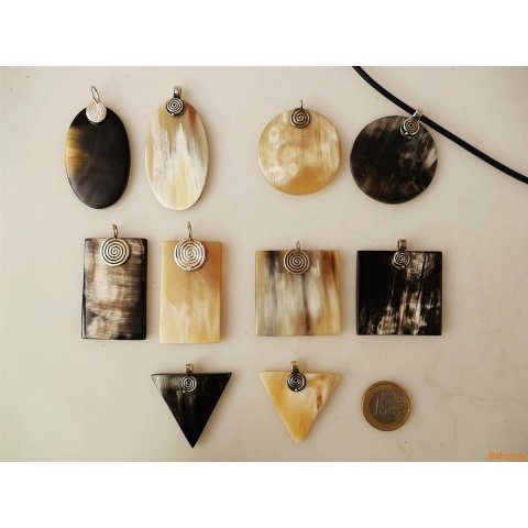 Horn Anh&auml;nger Amanda 4 / 6 / 8 / 10 cm in 5 Formen mit Sterling Silber&ouml;se