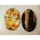 Horn Anh&auml;nger Amanda Sterling Silber Anh&auml;nger 7 x 10 cm oval heller Grundton