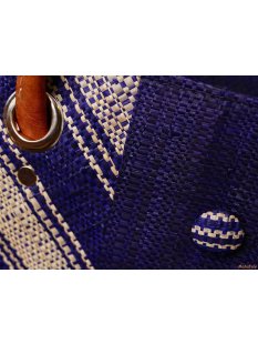 Raffia Bast Raphia Tasche Dreiknopf 46  cm Farbe schwarz/rot = Code blau