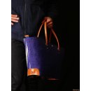 Raffia Bast Raphia Tasche Dreiknopf 46  cm Farbe schwarz/rot = Code blau