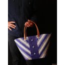 Raffia Bast Raphia Tasche Dreiknopf 46  cm Farbe schwarz/rot = Code blau