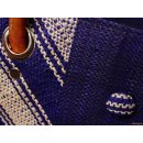 Raffia Bast Raphia Tasche Dreiknopf 46  cm Farbe schwarz/rot = Code blau